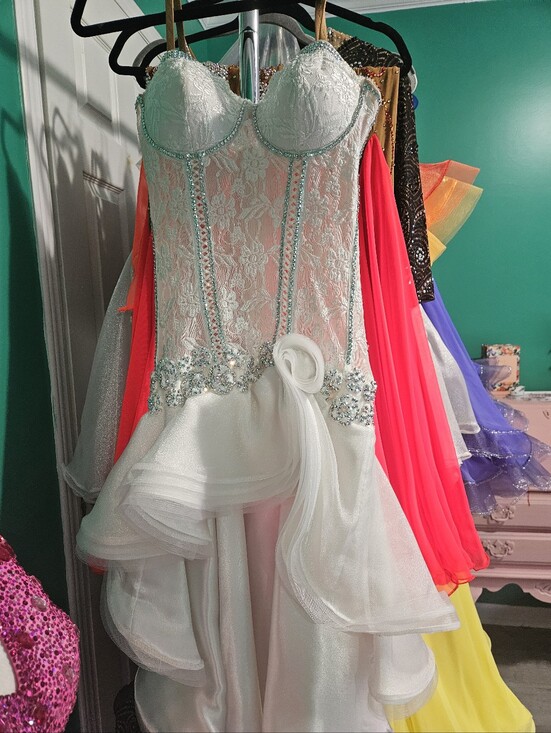 Dresses & Skirts - "Western Bride" Ballroom Rhythm Couture Dress White lace & Swarovski XS/Juniors